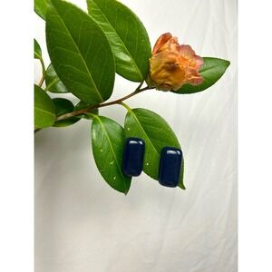 Vintage Navy Blue Rectangular Stud Earrings